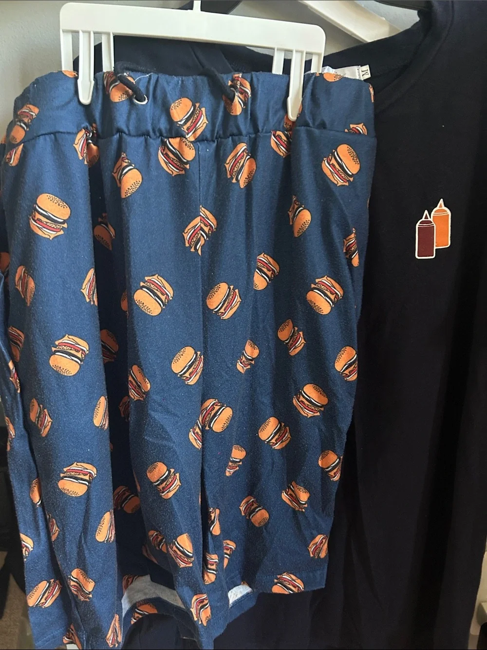 St. John's Bay Navy Shorts with Orange Burger Print